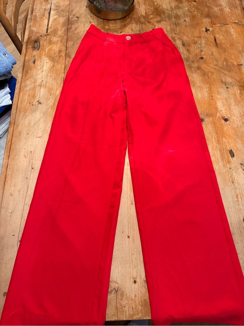 Wide-Leg High-Waist Red Trousers for Women